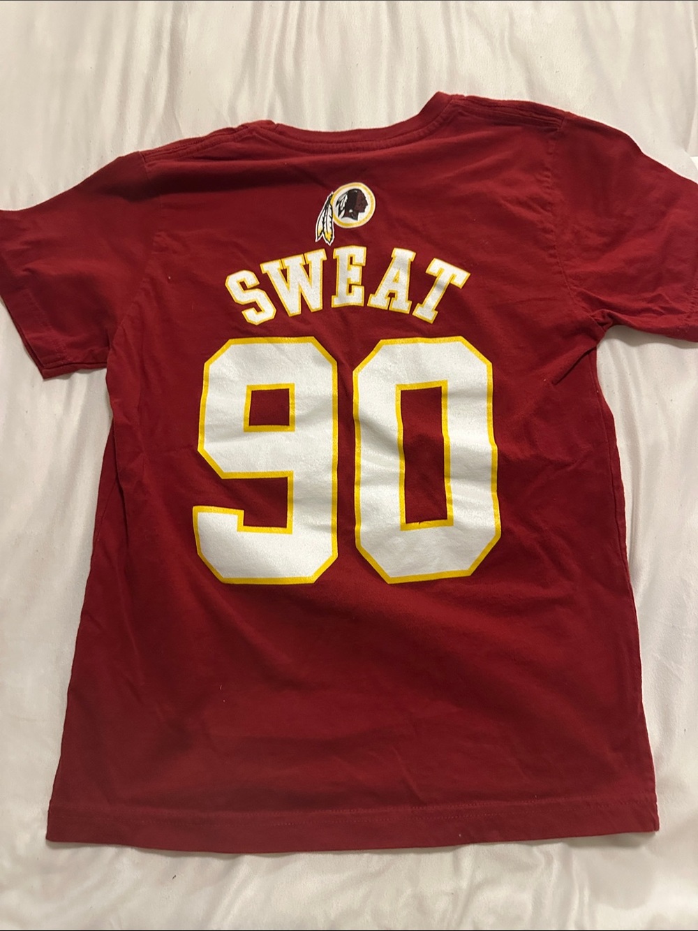 Burgundy Kids Short Sleeve Tee with Yellow 'REDSKINS' and White 90 Graphic - Picture 2 of 4
